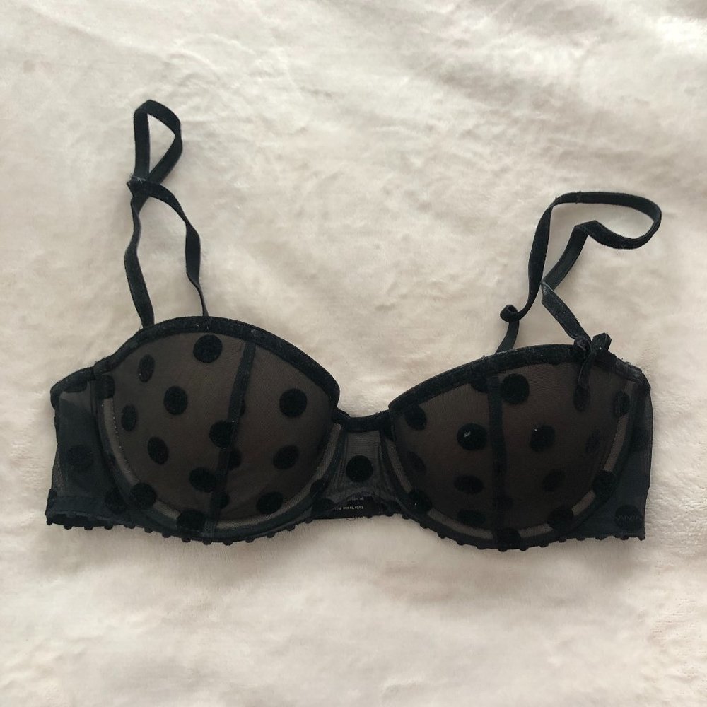 Gap Body Black Polka Dot Balconette Bra- Size 32B